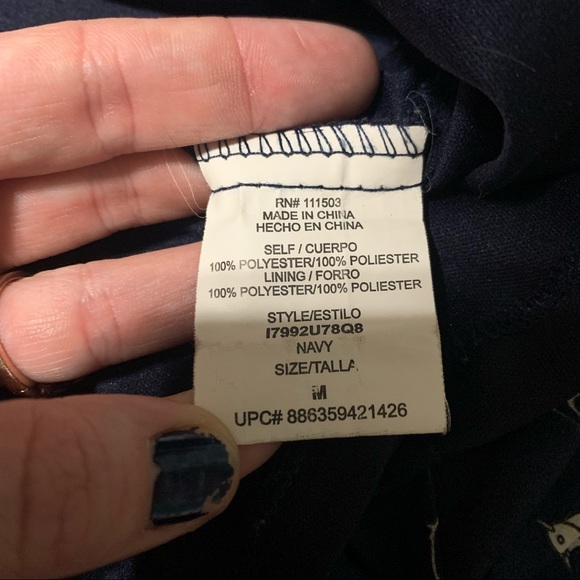 Lily Rose Navy Blue Bird 3/4 Sleeve Polyester Dress; Medium - Picture 8 of 10